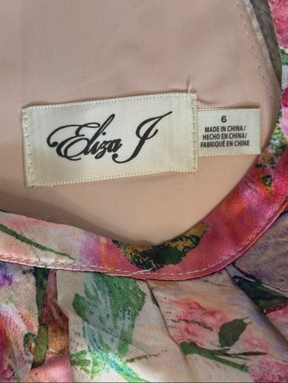 Eliza J Floral Halter Satin-feel Dress in Pink, Green and Red Sz 6 Ruched Sash - Picture 3 of 11